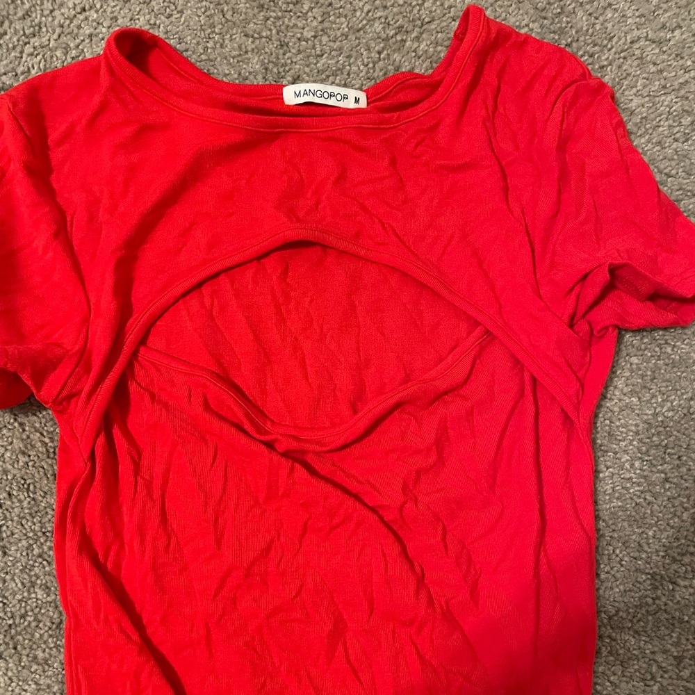 Red bodysuit with cutouts